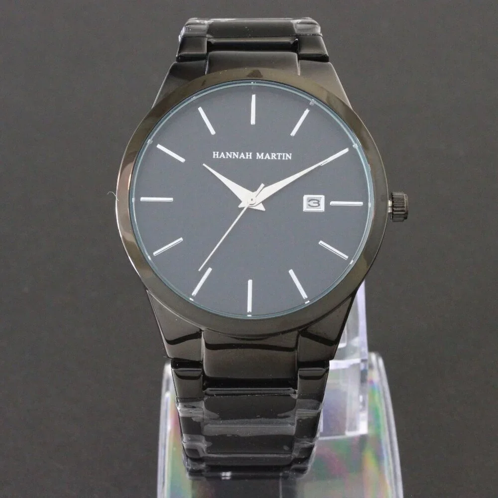 Men's Sports Watch Raised Indices Integrated Bracelet Black Quartz 40mm